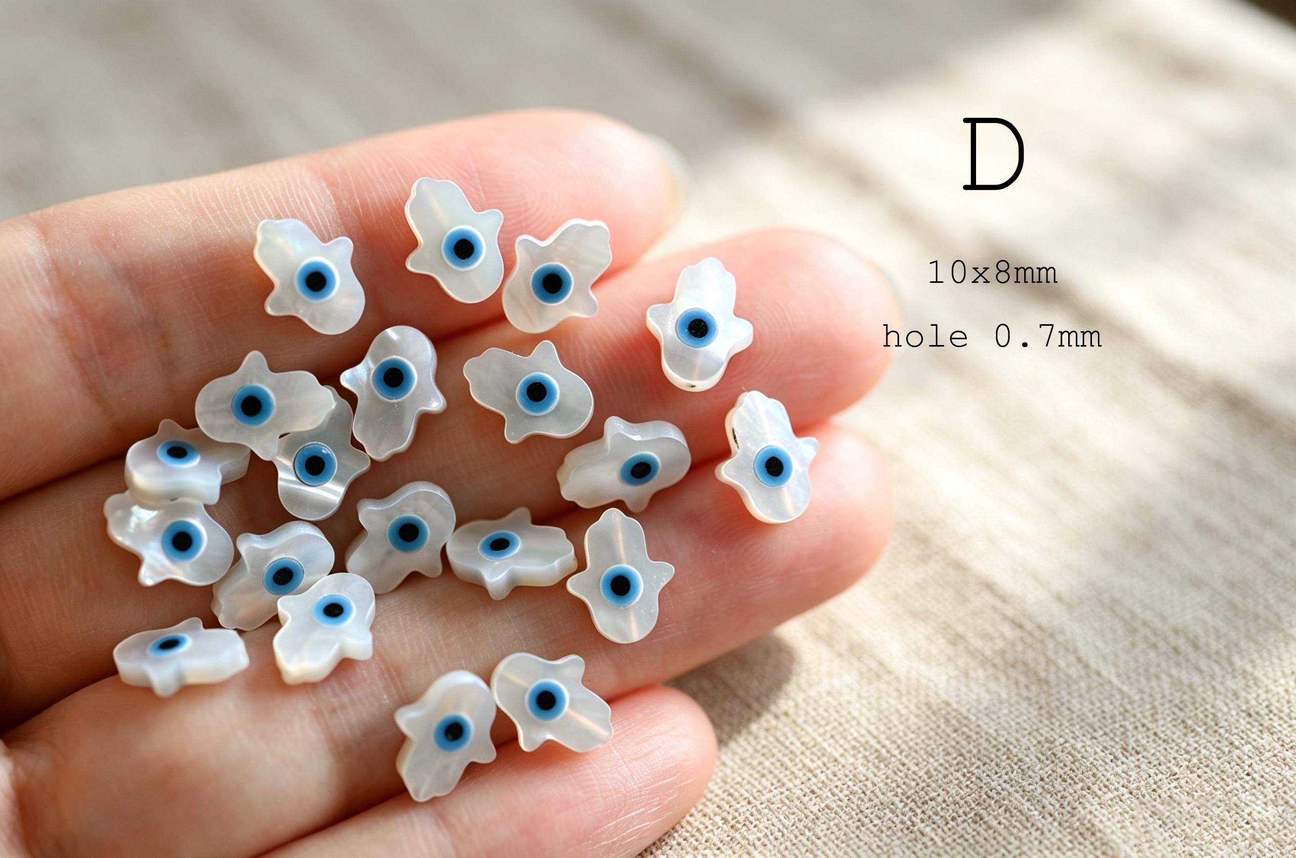 10pcs Mother of Pearl Eye Beads, White MOP Shell Evil Eyes Beads (BK-018)
